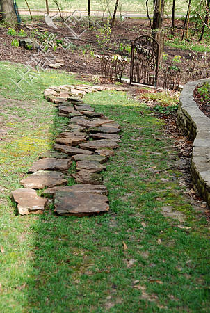 4-6-10 Fieldstone path begun in front, looking east