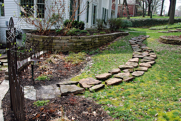 4-6-10 Fieldstone path begun in front, looking west